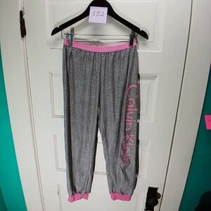 Calvin Klein Girls L/G 14/16 Gray Pink Jogger Pants Sleep‎ Pajama Lounge Bottoms